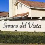 Serrano Del Vista entrance sign — gated 55+ community in Banning, CA