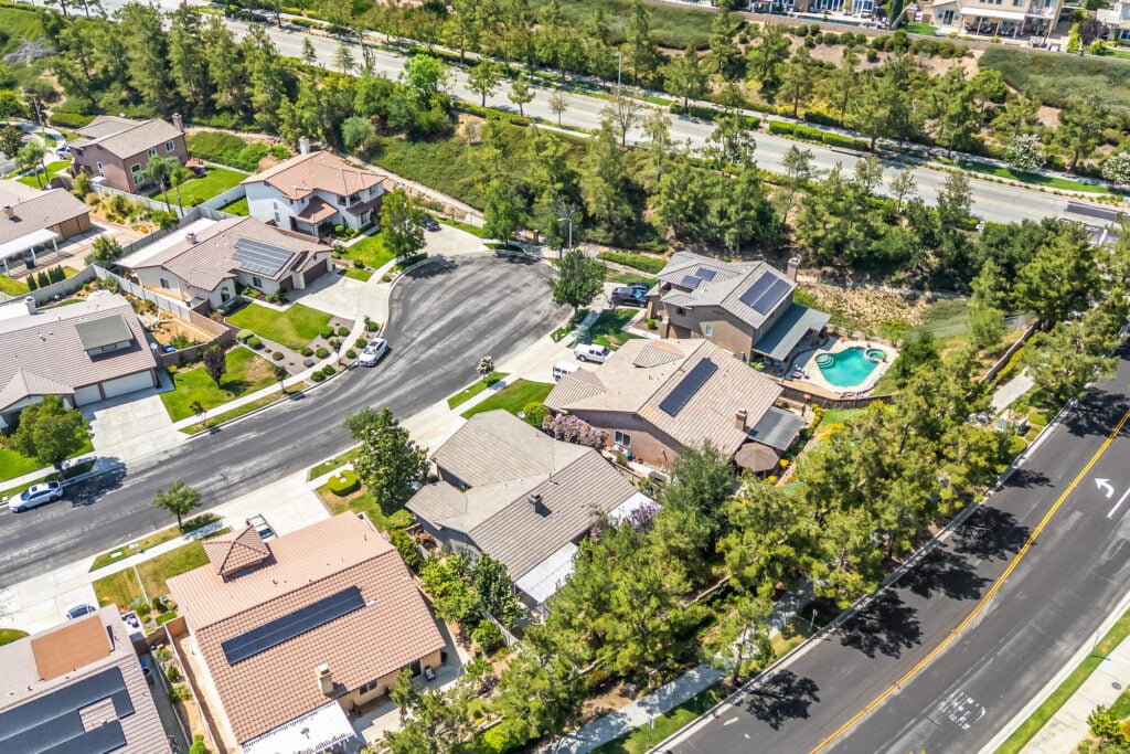 Aerial view of the Chapman Heights master-planned community in Yucaipa — DeBonis Real Estate Team]