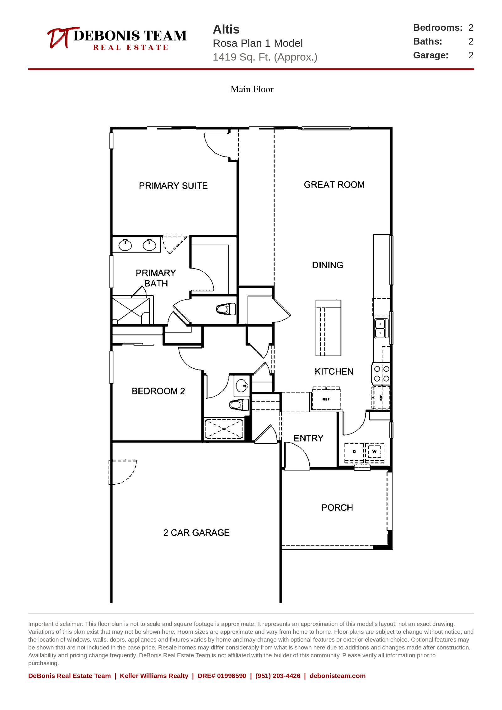 Rosa Plan 1 floor plan at Altis