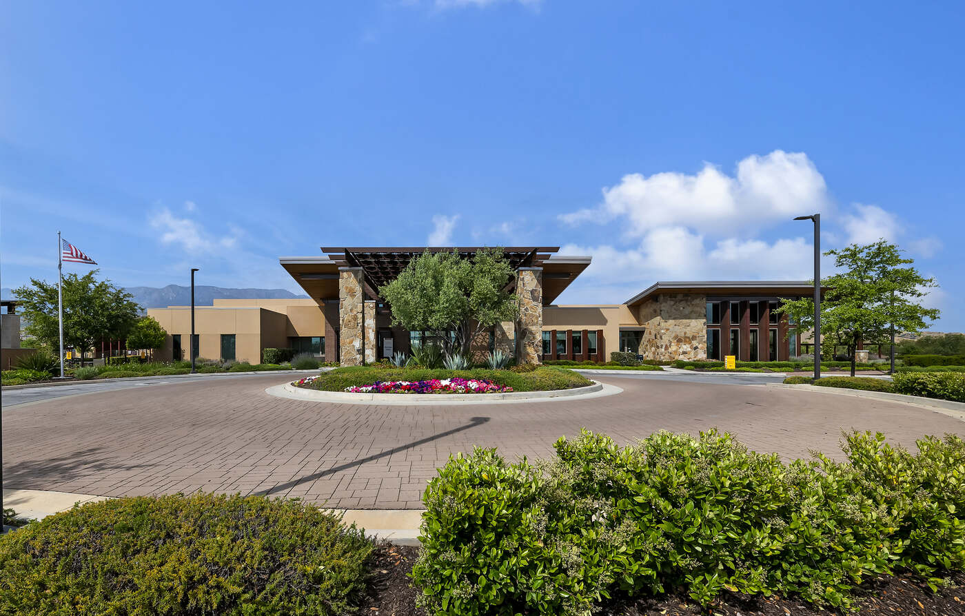 The VuePoint clubhouse and entry roundabout at Altis in Beaumont
