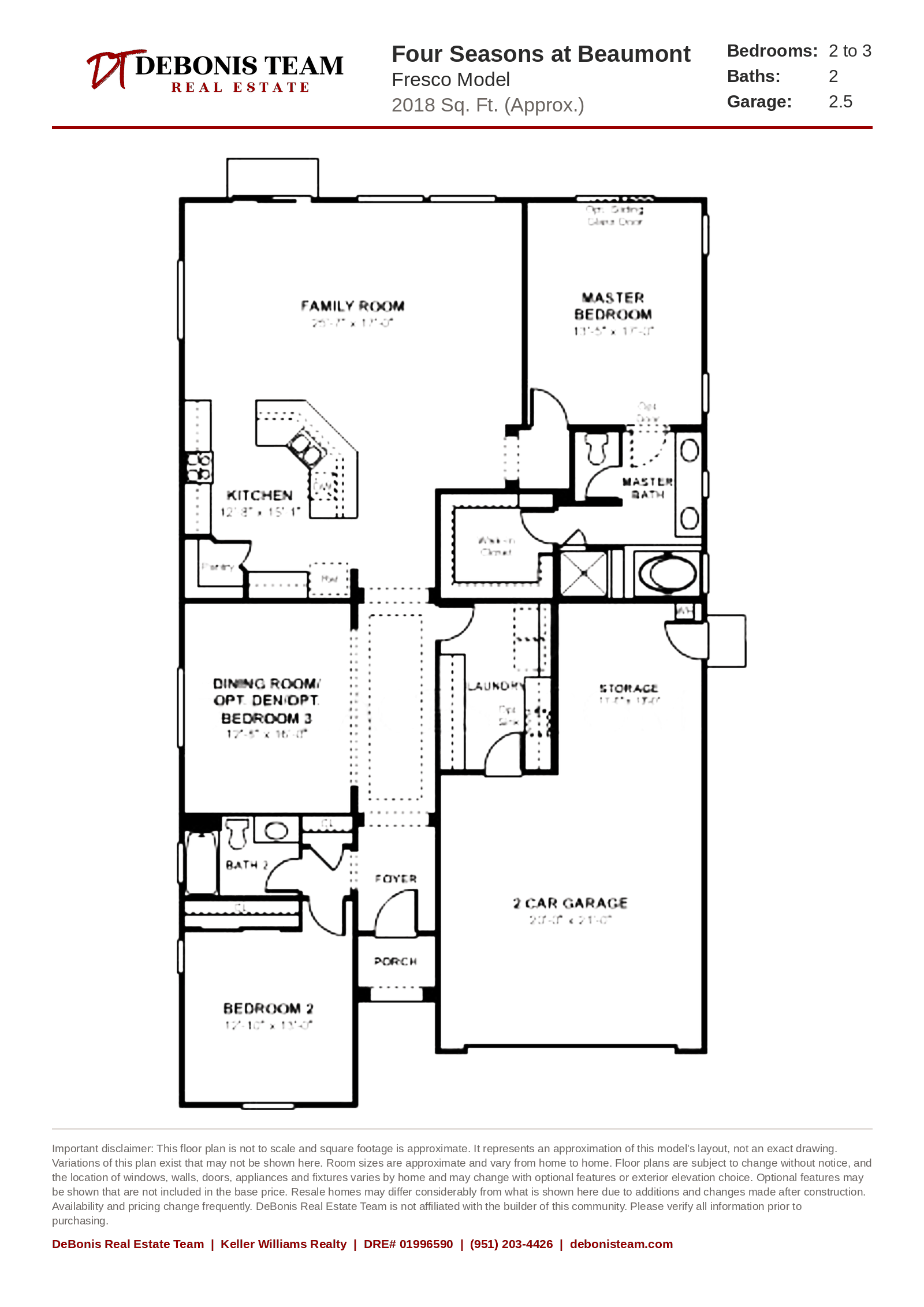 Fresco floor plan at Four Seasons at Beaumont