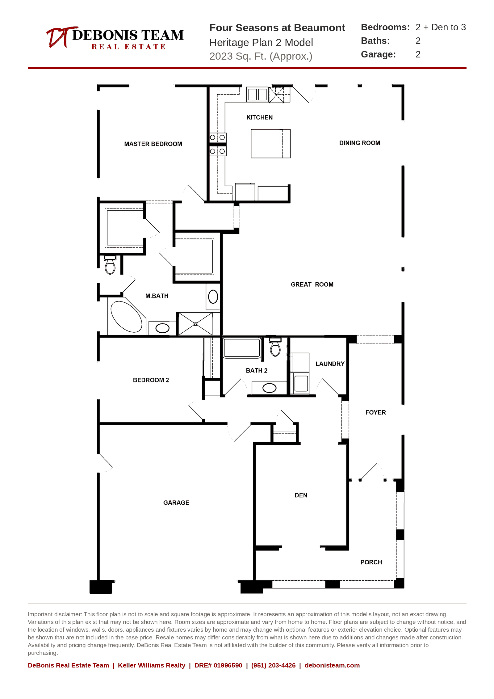 Heritage Plan 2 floor plan at Four Seasons at Beaumont