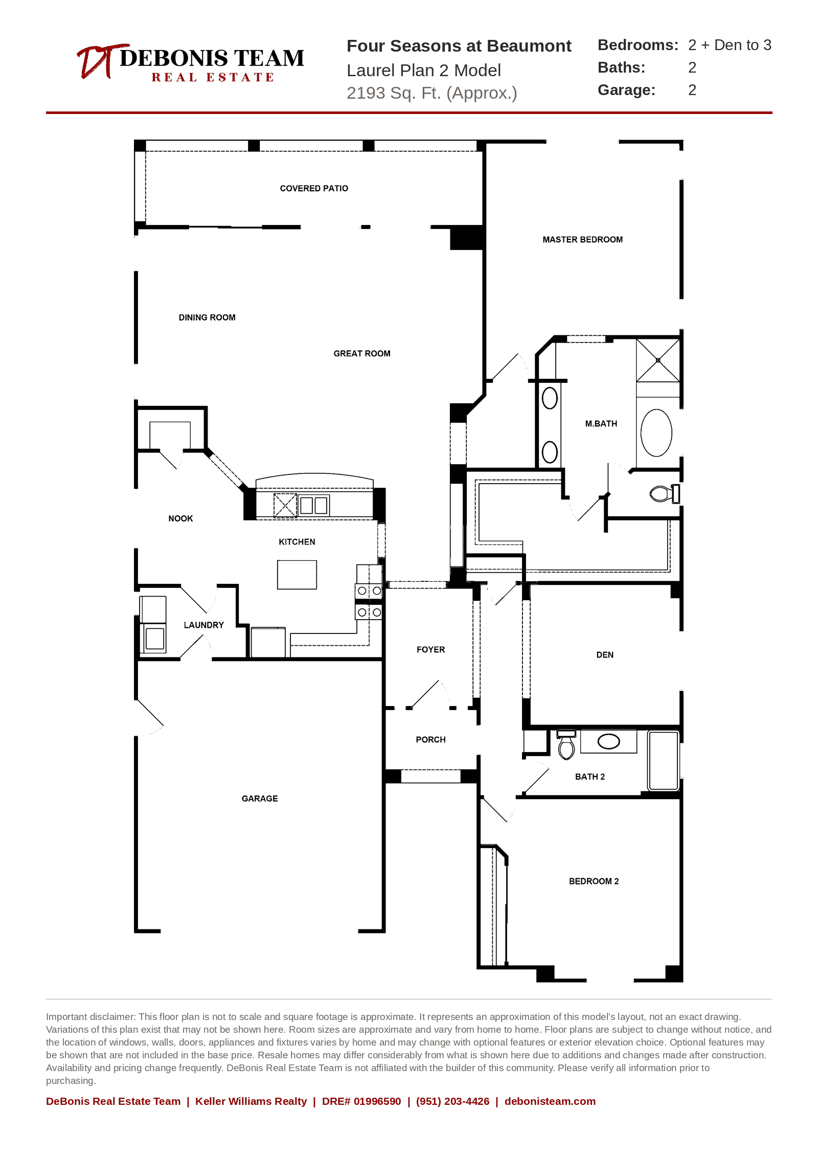 Laurel Plan 2 floor plan at Four Seasons at Beaumont