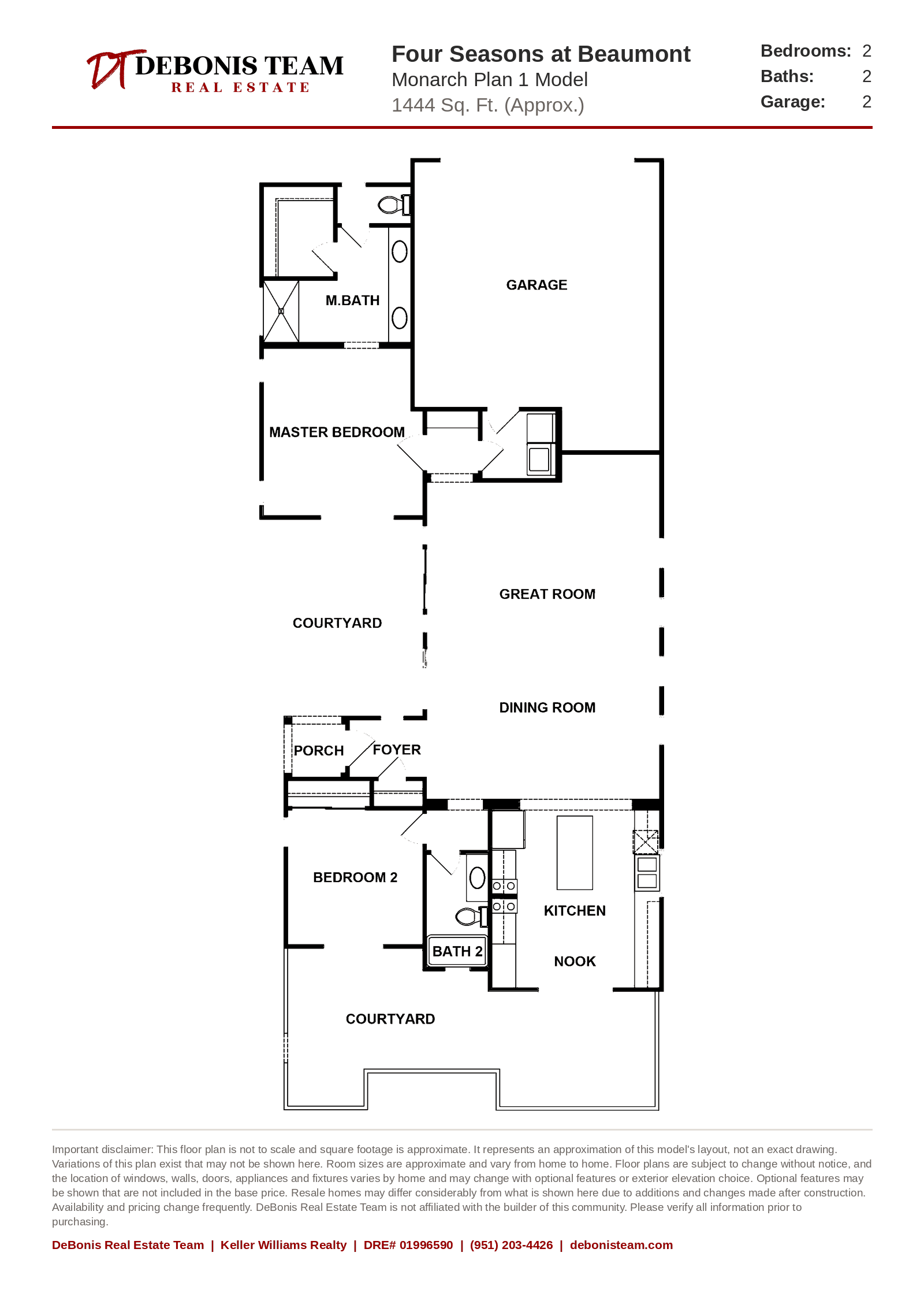 Monarch Plan 1 floor plan at Four Seasons at Beaumont