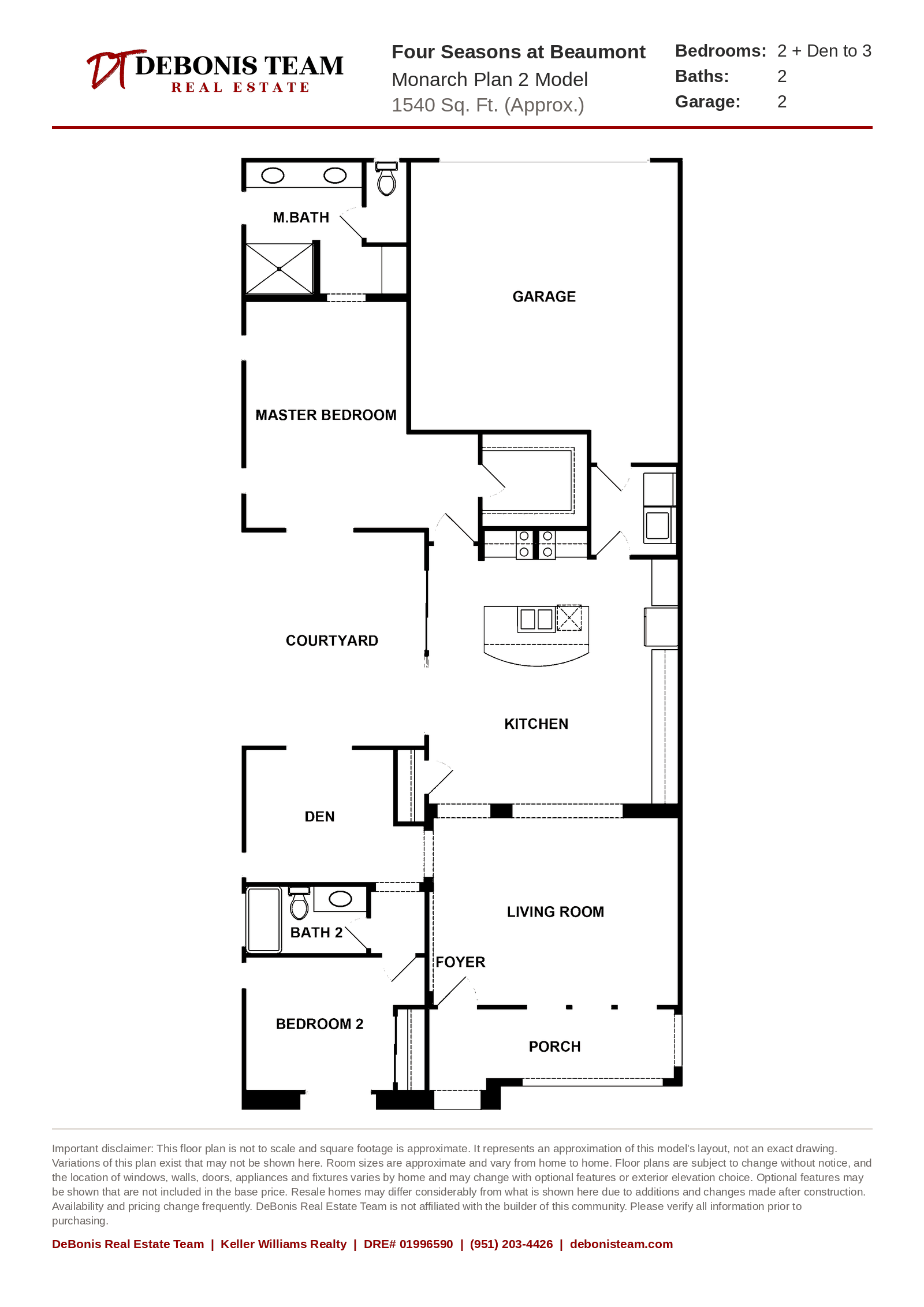 Monarch Plan 2 floor plan at Four Seasons at Beaumont