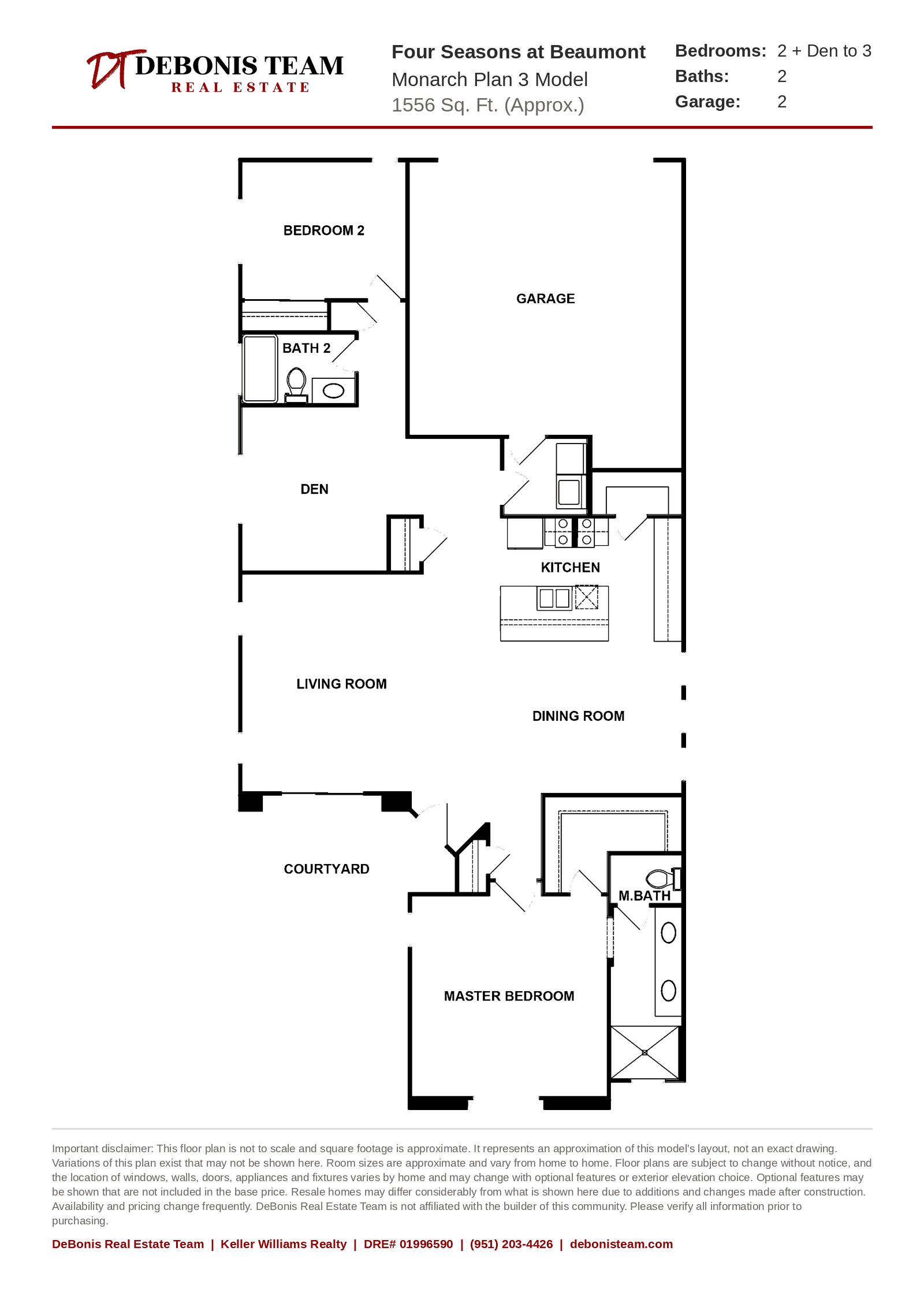 Monarch Plan 3 floor plan at Four Seasons at Beaumont