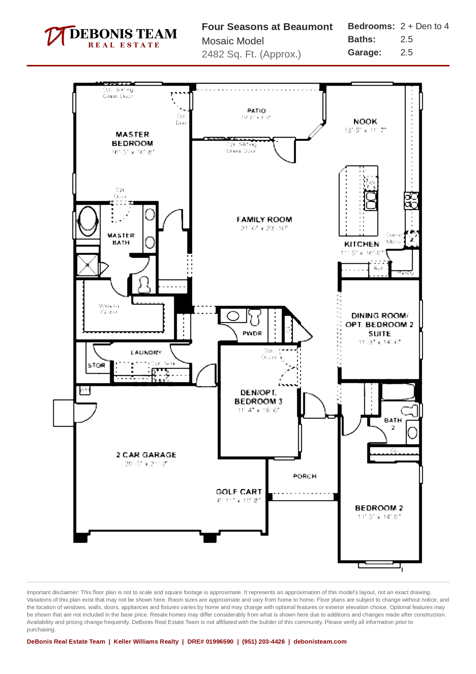 Mosaic floor plan at Four Seasons at Beaumont