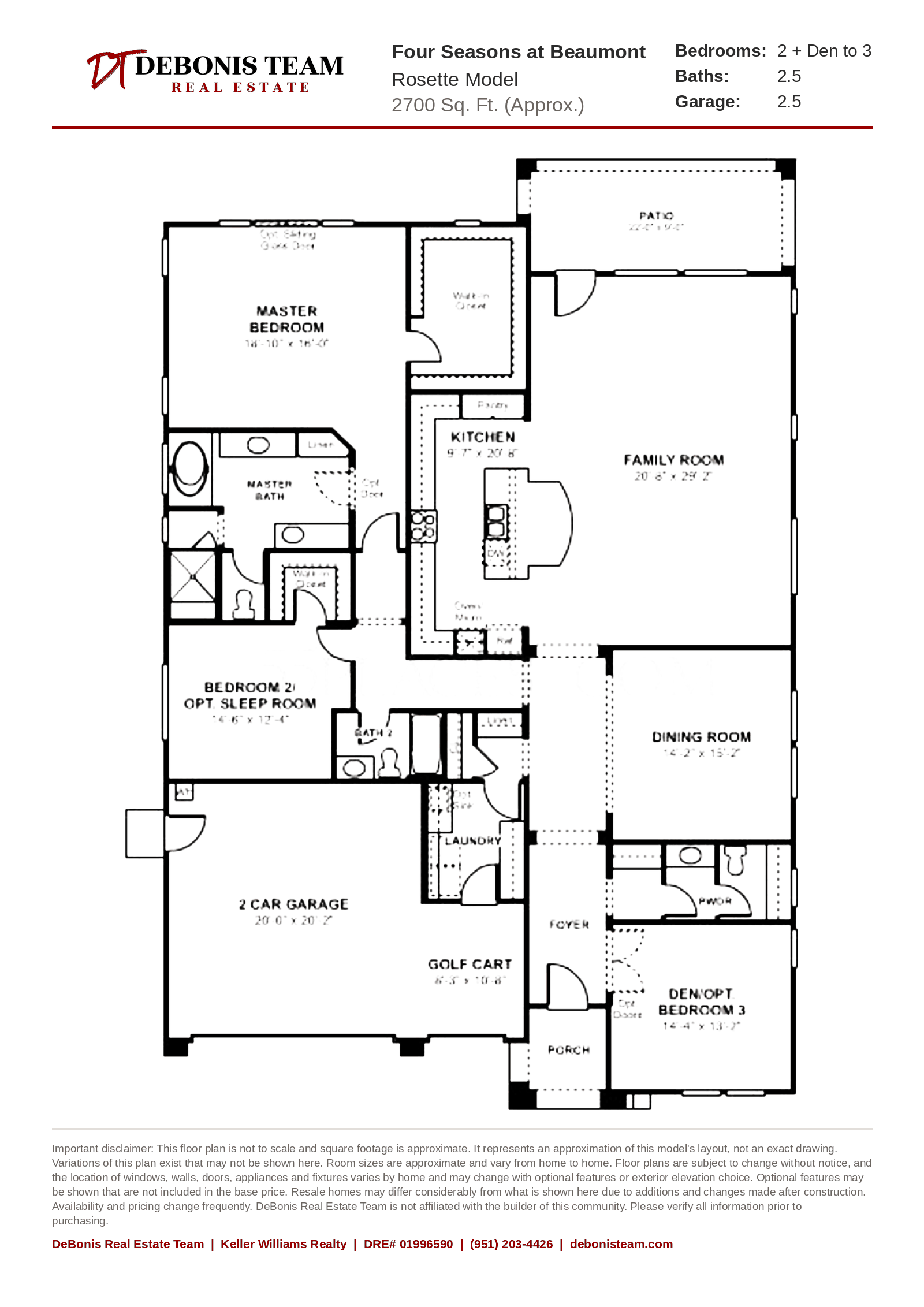 Rosette floor plan at Four Seasons at Beaumont