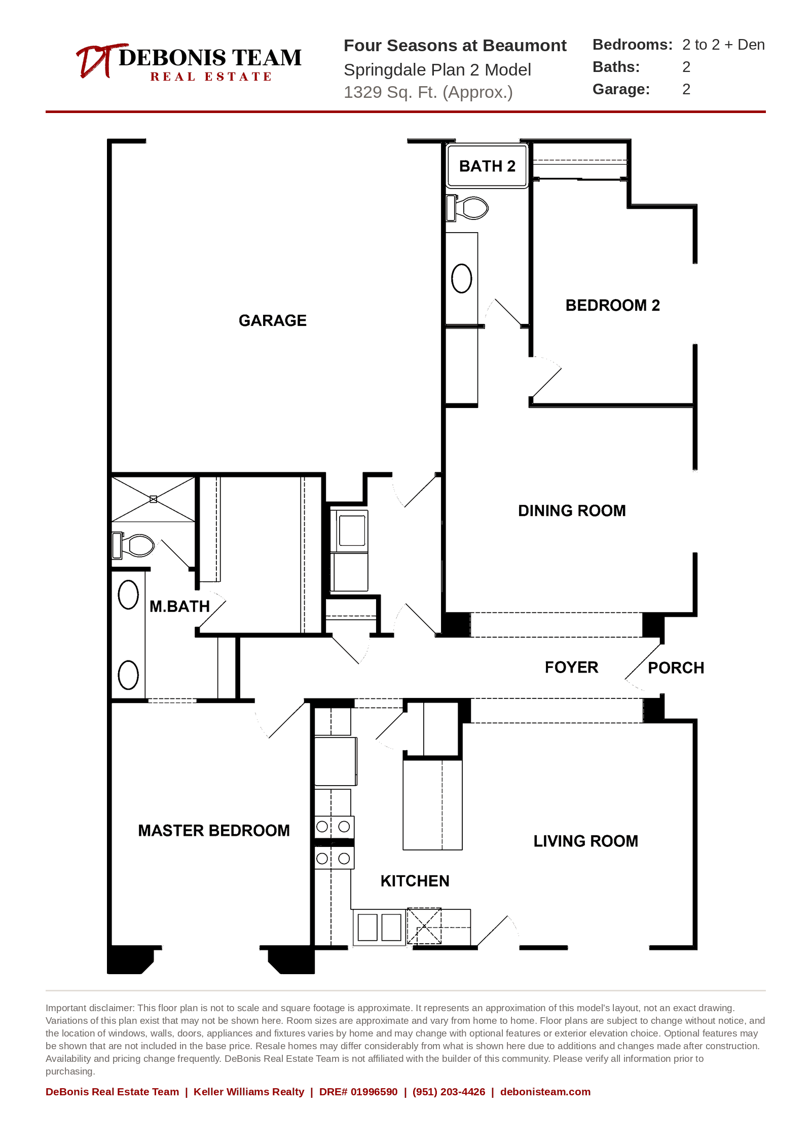 Springdale Plan 2 floor plan at Four Seasons at Beaumont
