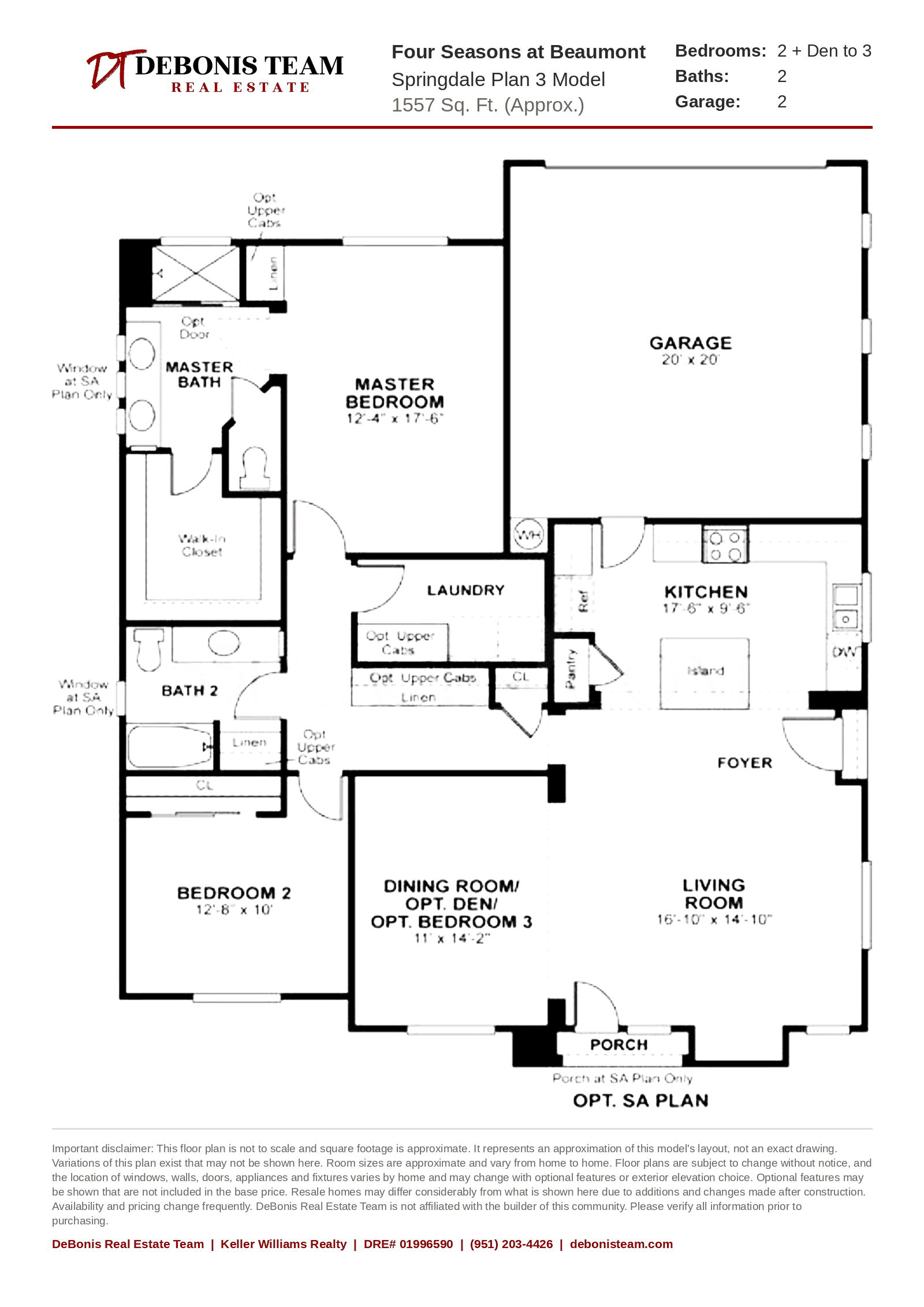 Springdale Plan 3 floor plan at Four Seasons at Beaumont