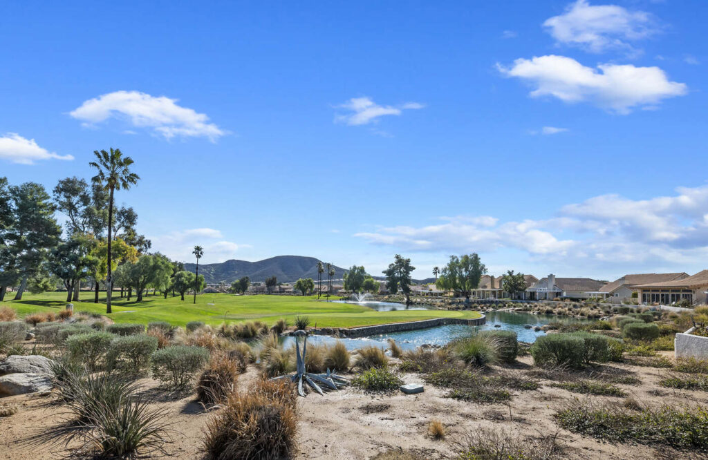 Golf course and lake at Sun Lakes Country Club in Banning, California