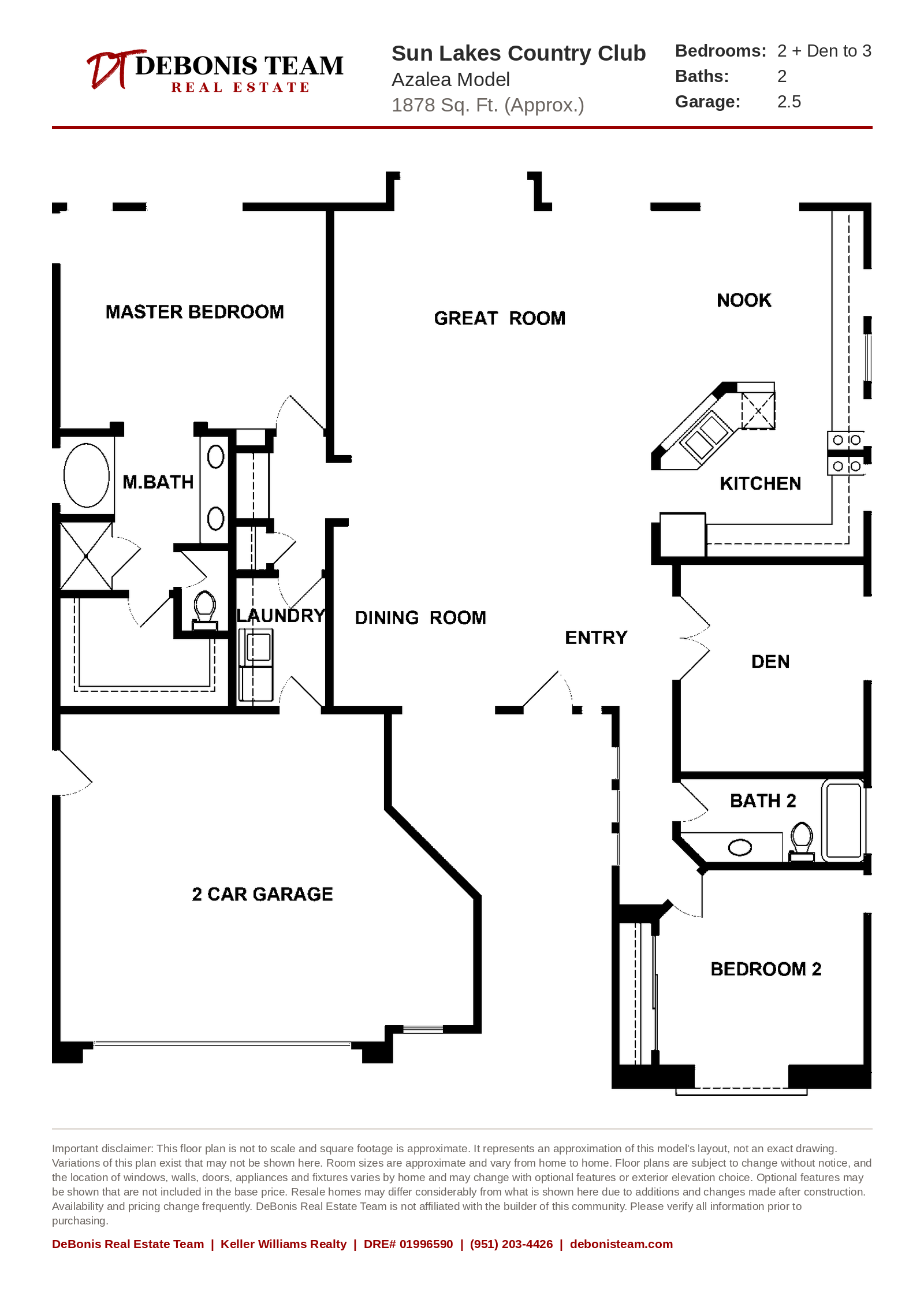 Azalea floor plan at Sun Lakes Country Club
