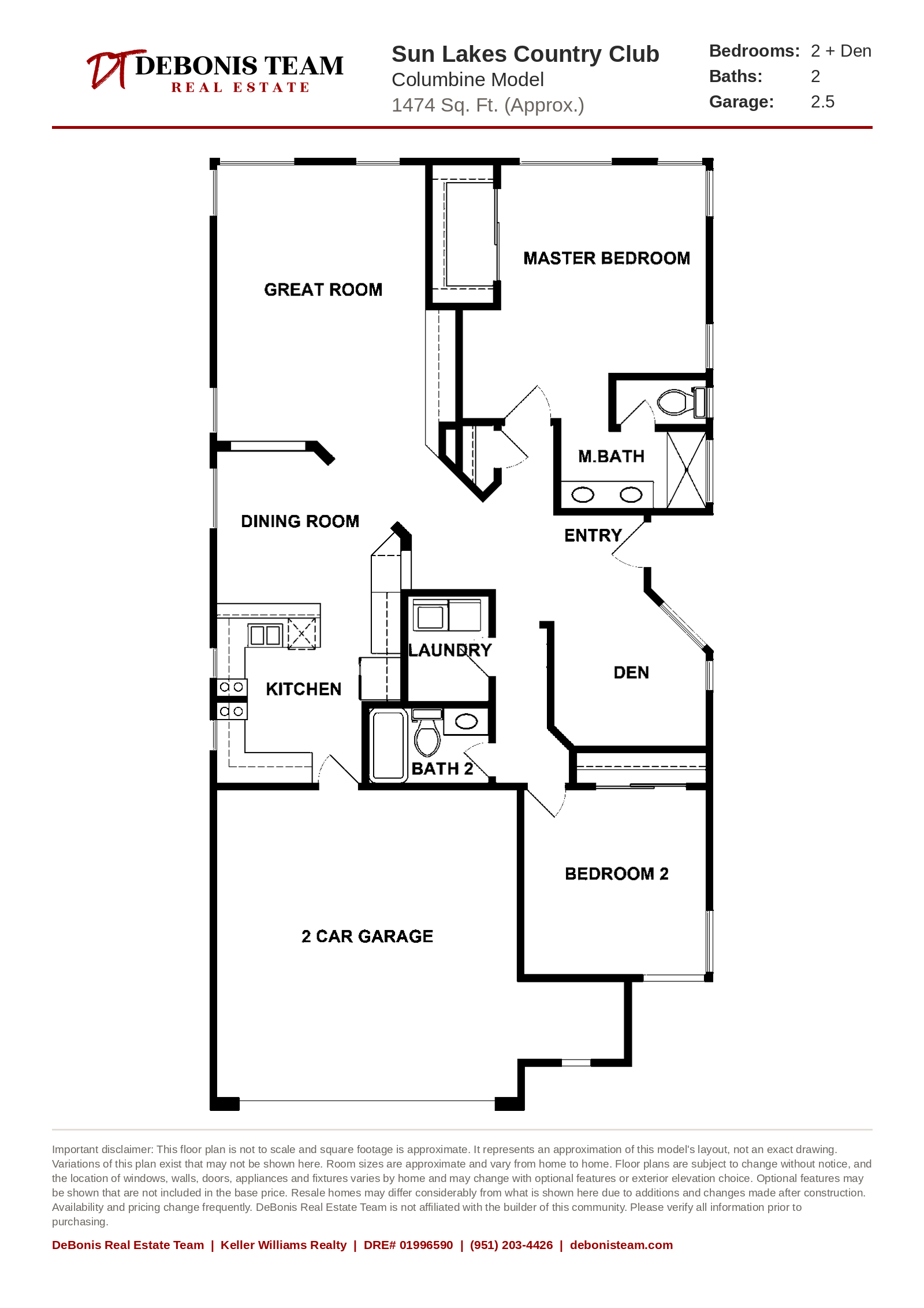 Columbine floor plan at Sun Lakes Country Club