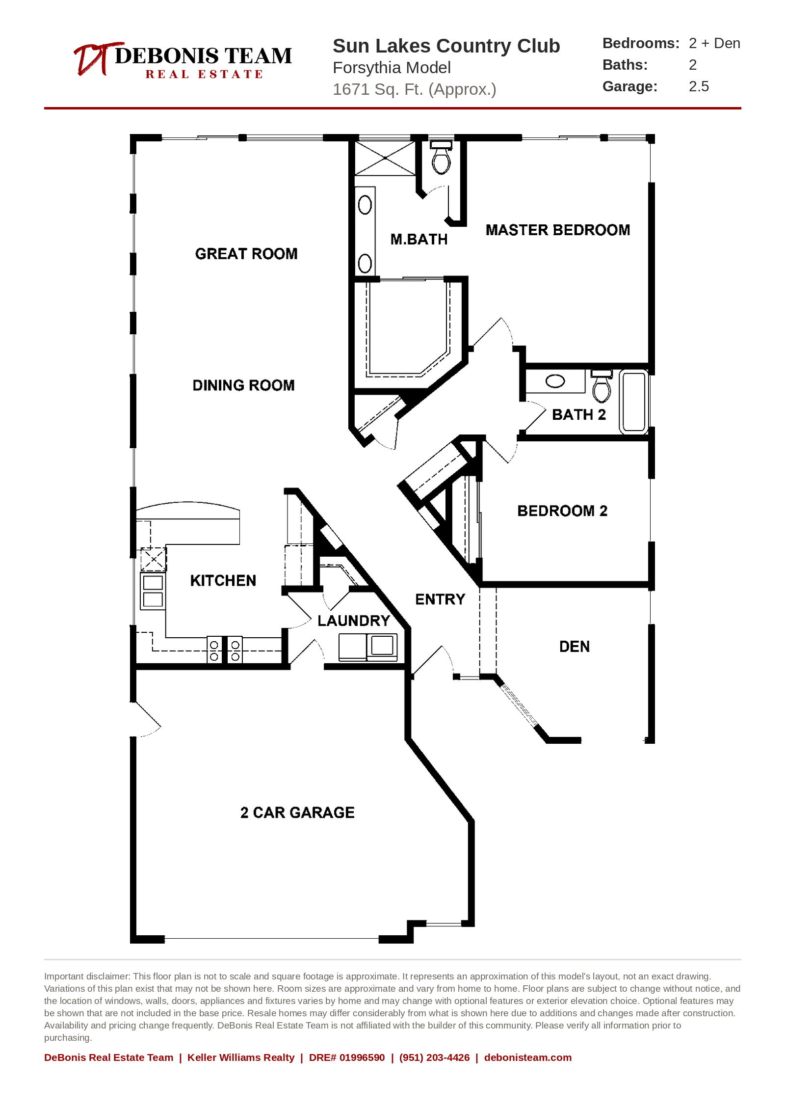 Forsythia floor plan at Sun Lakes Country Club