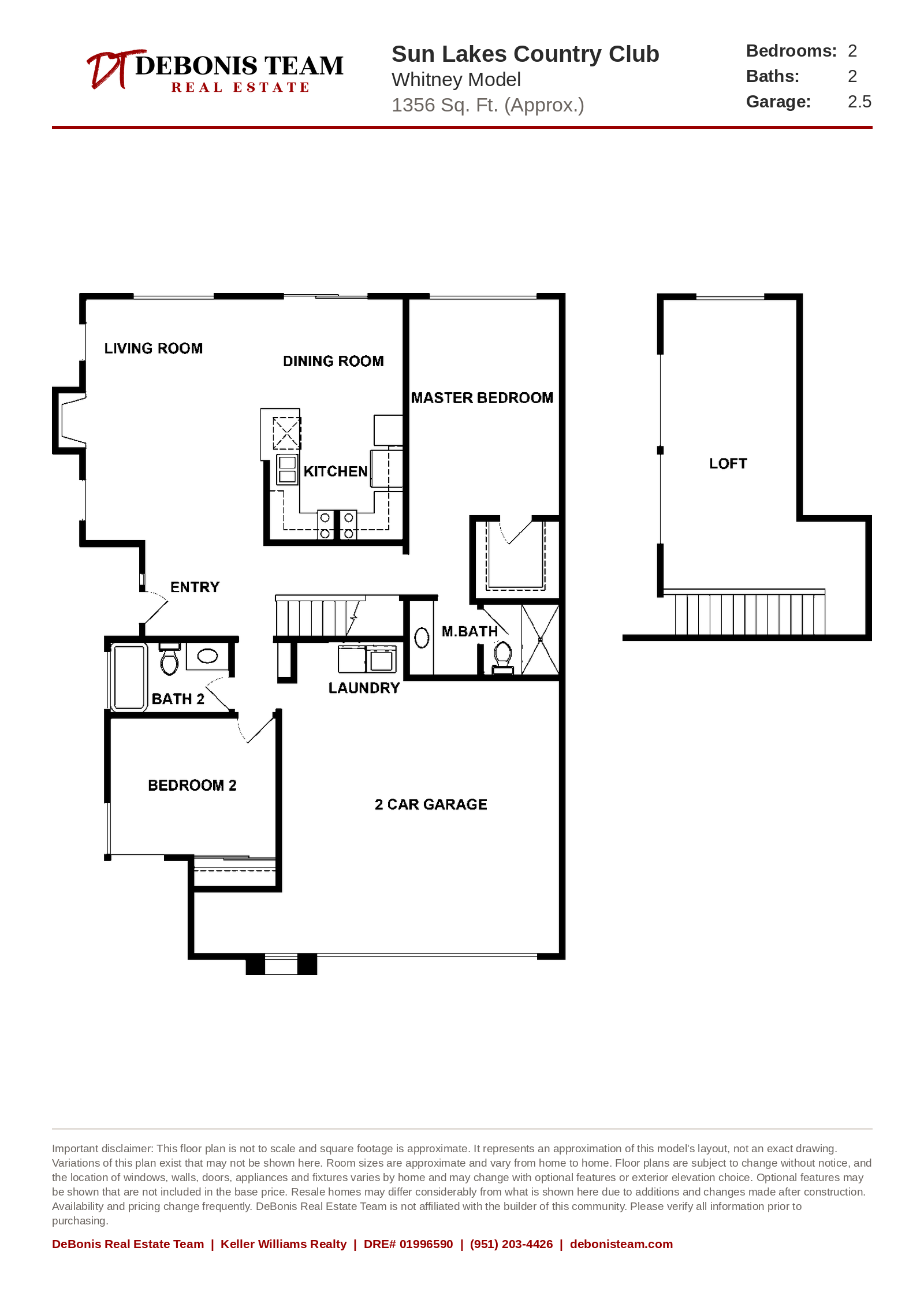 Whitney floor plan at Sun Lakes Country Club