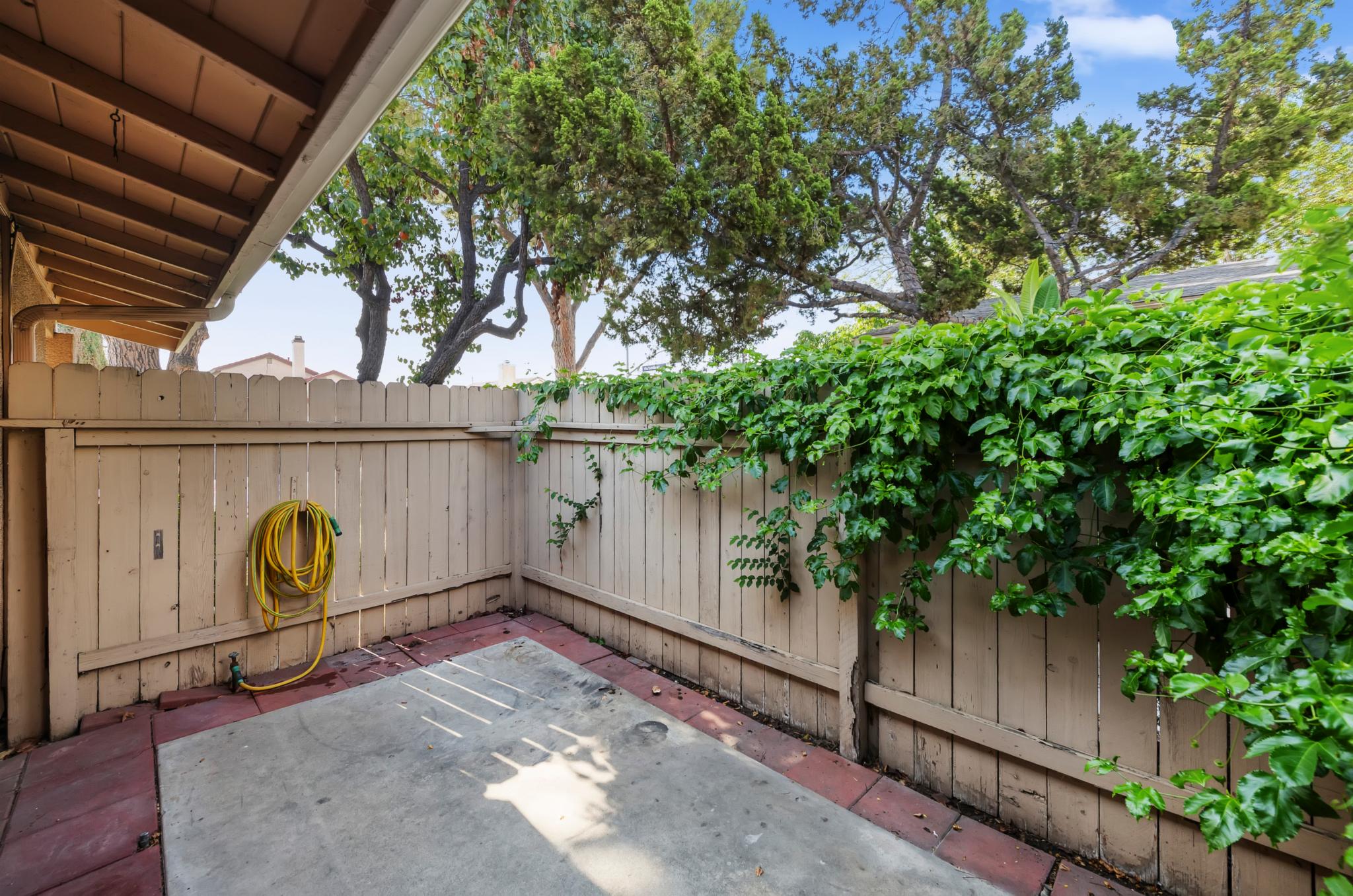 Private fenced patio with greenery | 1194 Border Ave #A, Corona