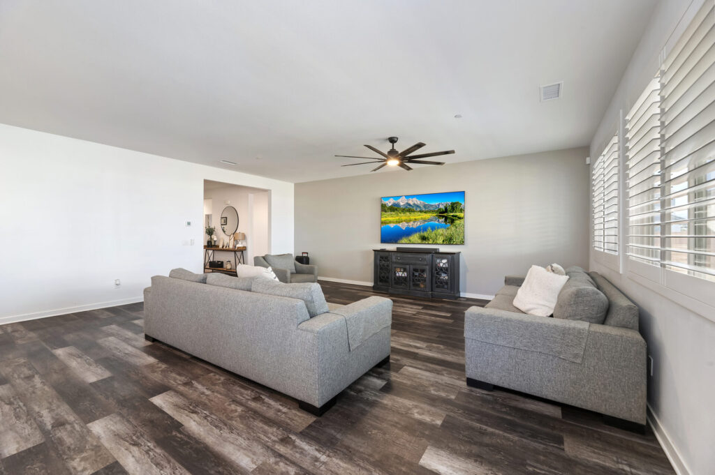 Living room with natural light from the rear windows