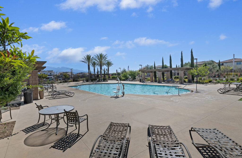 Community pool and lounge deck | Olivewood, Beaumont