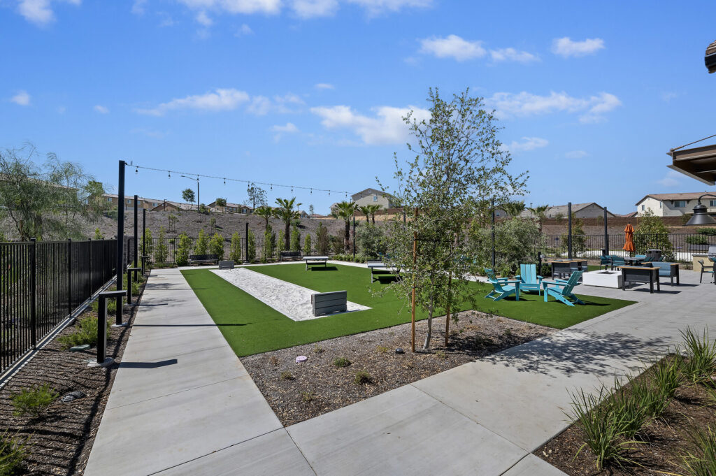Turf lawn and outdoor seating area | Olivewood, Beaumont